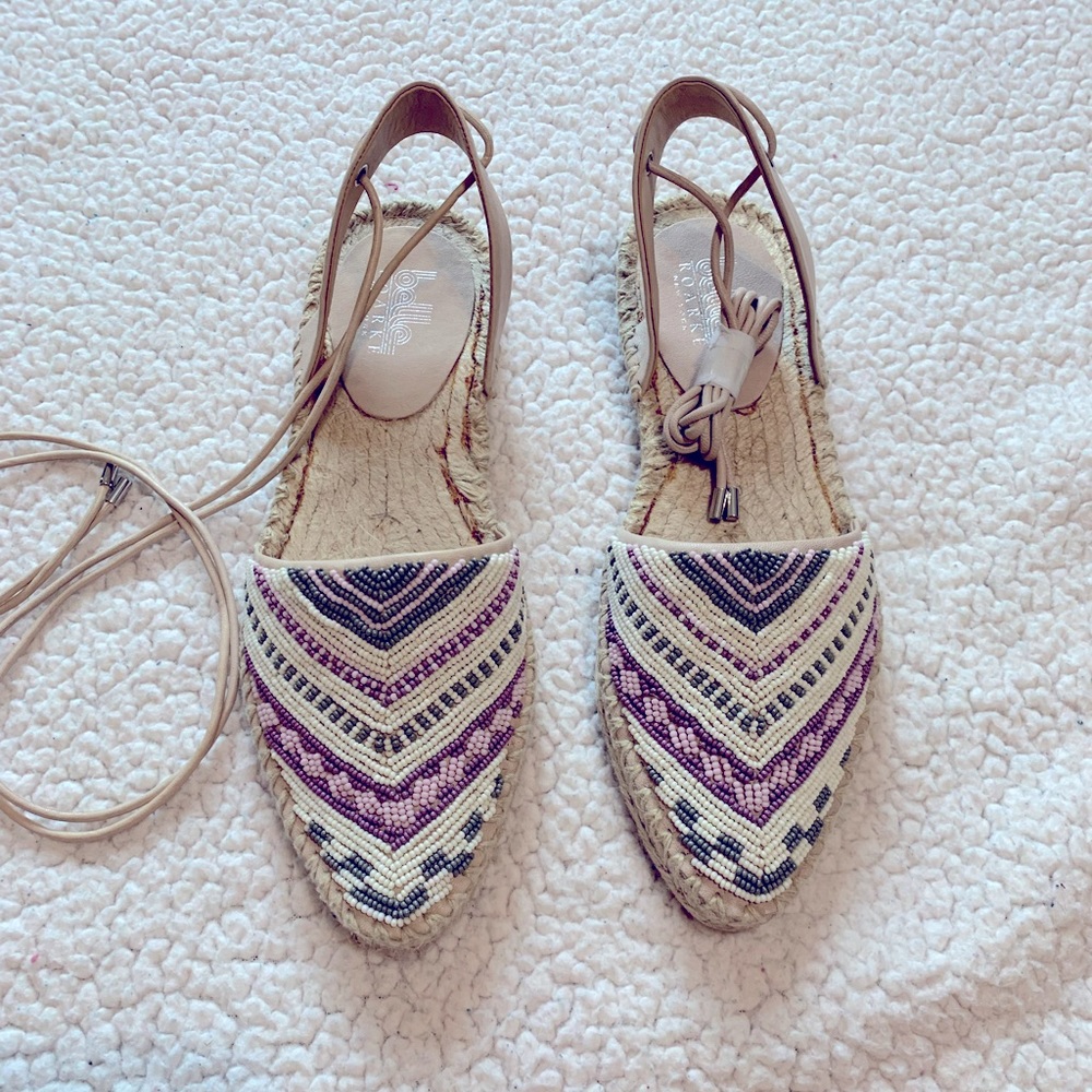 Belle by Sigerson Morrison Beaded Lace Up Sandals